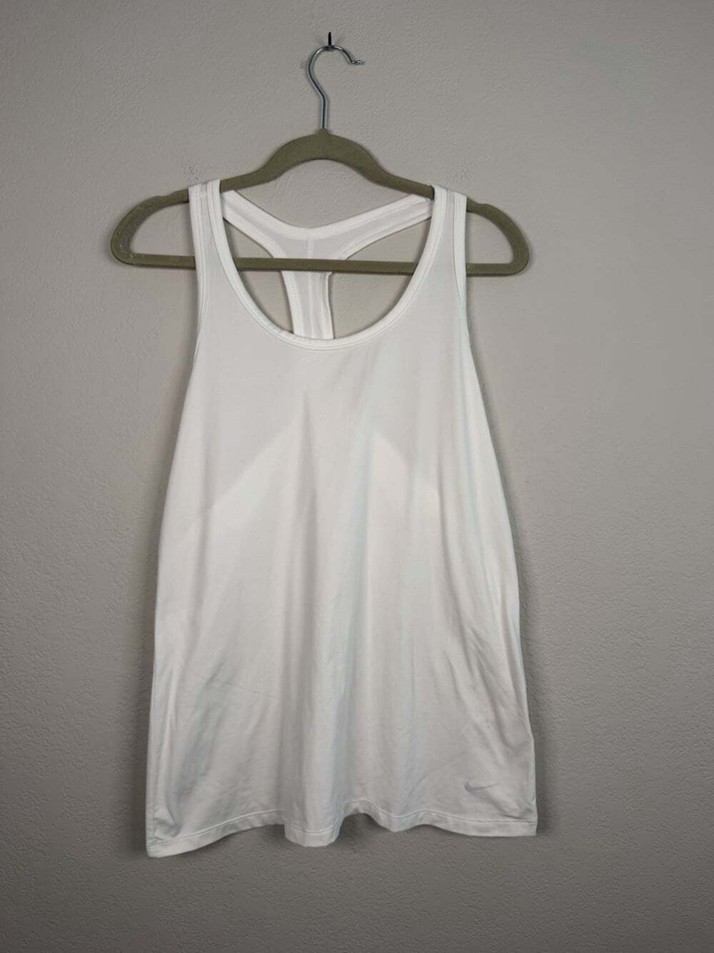 NIKE WOMENS WHITE RACERBACK TRAINING TANK TOP XL Extra Large Workout Yoga Run